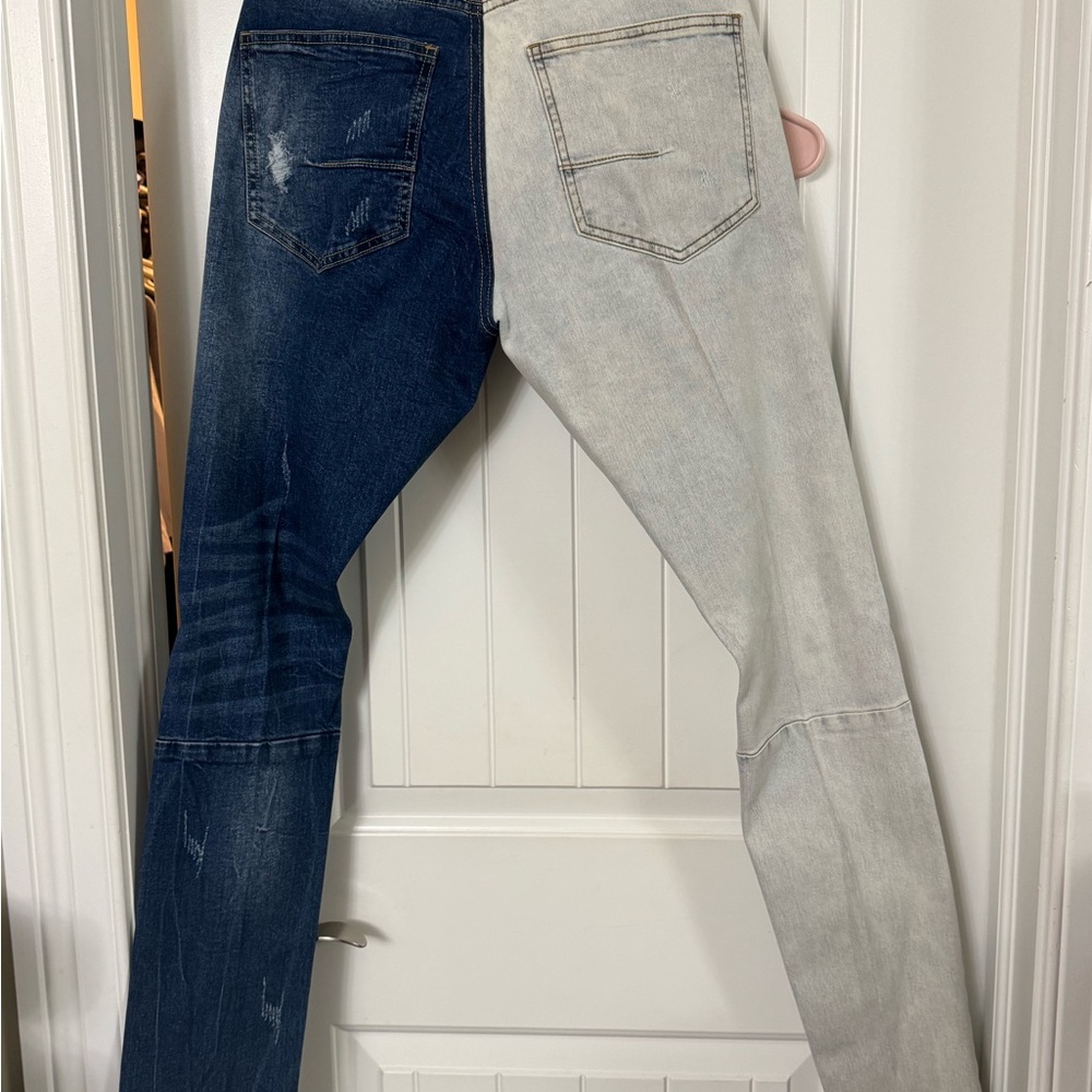 Fashion Nova Blue and Gray Skinny Jeans